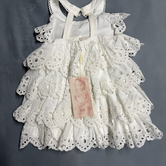 Baby Sara White Tiered Eyelet Lace Ruffle Dress - 2T NWT - Picture 4 of 6